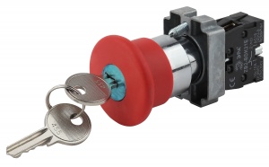 Кнопка LAY5-BS142 "Грибок"с ключом красная d22мм 240В 1р ИЭК #(20/200)