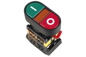 Кнопка APВВ-22N "I-O" d22мм неон/240В 1з+1р ИЭК #(10/200)