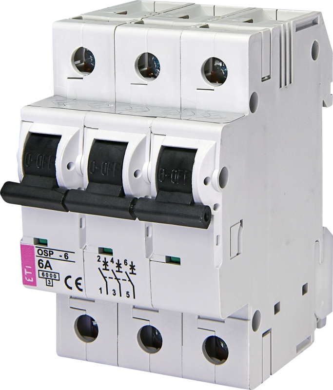 ETI Ограничитель мощности OSP-6 3p  6A (6kA) 400В(AC) 2185030