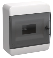TEKFOR Корпус пластиковый ЩРН-П- 8  IP41 черная прозрачная дверь IEK