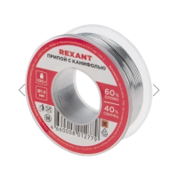 Припой с канифолью 100гр. d=1,0мм (Sn60 Pb40 Flux 2.2%) Rexant 