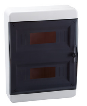 Корпус пластиковый OptiBox P-BNK-2-24-IP40 ( дверь прозрачная чёрная )
