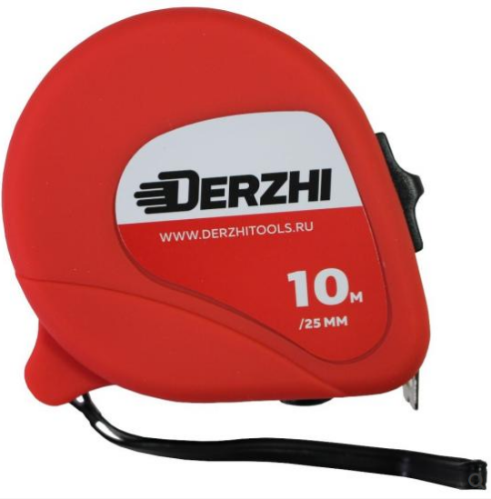 Рулетка DERZHI «Эко» с резиновым покрытием 10м/25мм (1/6/48) 8425-3-100